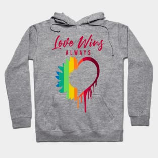 Love Always Wins Rainbow Sunflower and Heart - Lgbt White Hoodie